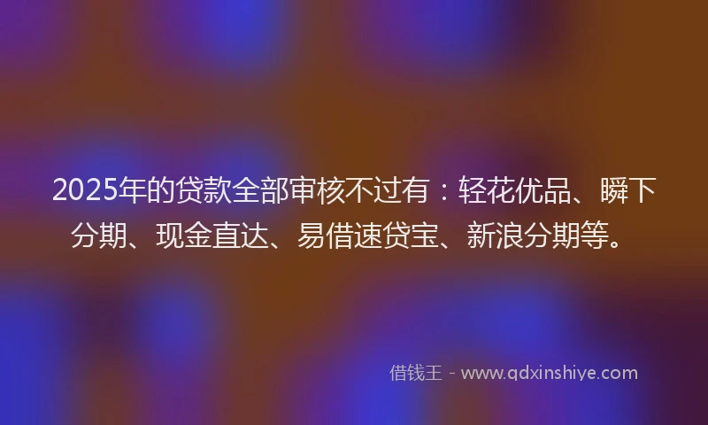 2025年的贷款全部审核不过有：轻花优品、瞬下分期、现金直达、易借速贷宝、新浪分期等。