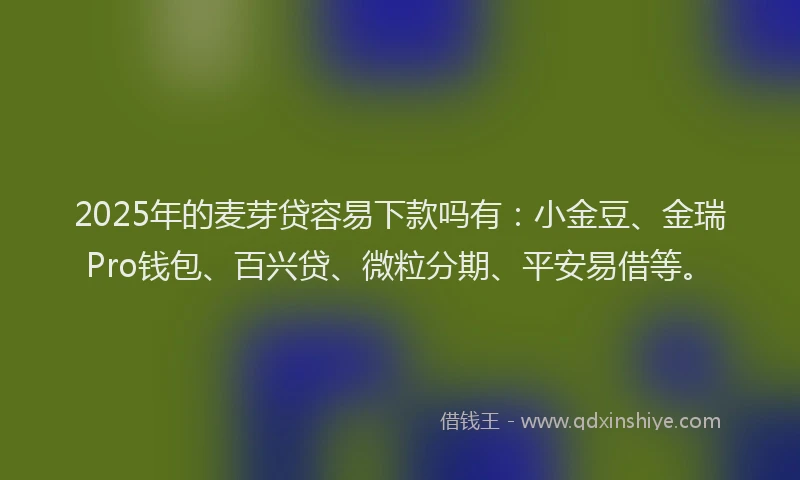 2025年的麦芽贷容易下款吗有：小金豆、金瑞Pro钱包、百兴贷、微粒分期、平安易借等。
