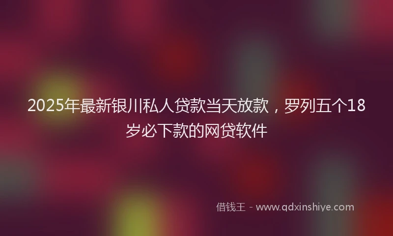 2025年最新银川私人贷款当天放款，罗列五个18岁必下款的网贷软件