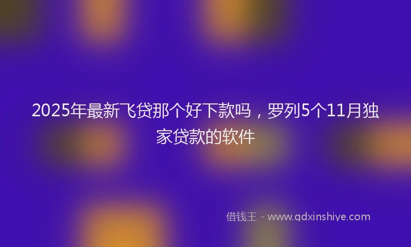 2025年最新飞贷那个好下款吗，罗列5个11月独家贷款的软件