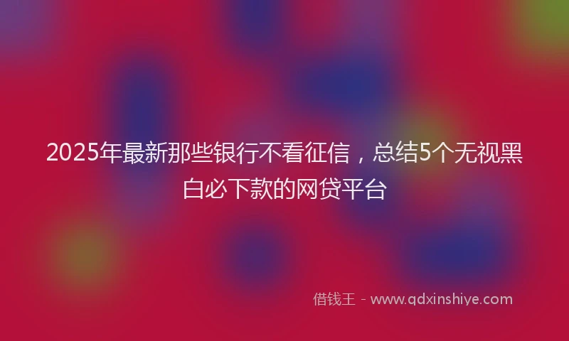 2025年最新那些银行不看征信，总结5个无视黑白必下款的网贷平台