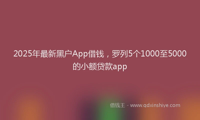 2025年最新黑户App借钱，罗列5个1000至5000的小额贷款app