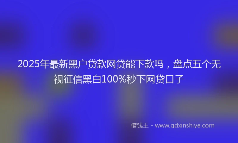 2025年最新黑户贷款网贷能下款吗，盘点五个无视征信黑白100%秒下网贷口子