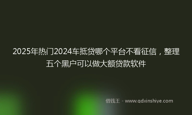 2025年热门2024车抵贷哪个平台不看征信，整理五个黑户可以做大额贷款软件