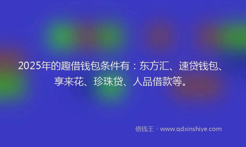 2025年的趣借钱包条件有：东方汇、速贷钱包、享来花、珍珠贷、人品借款等。