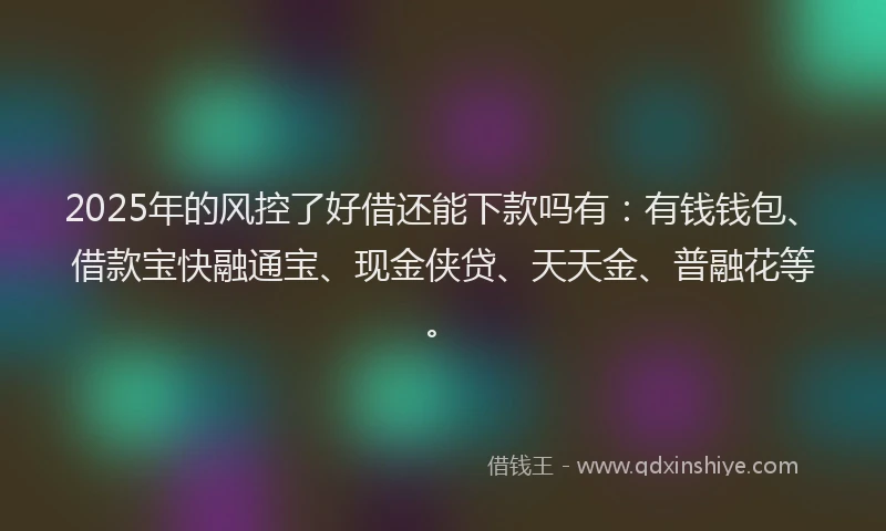 2025年的风控了好借还能下款吗有：有钱钱包、借款宝快融通宝、现金侠贷、天天金、普融花等。