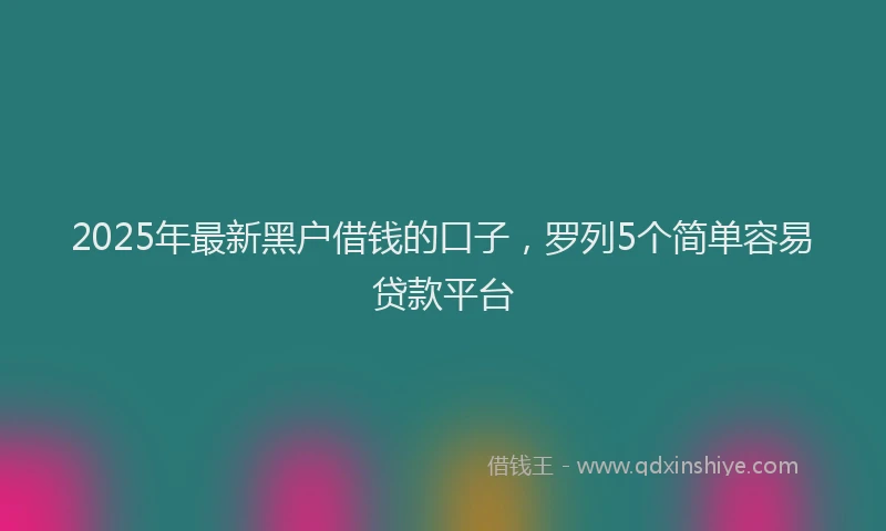 2025年最新黑户借钱的口子，罗列5个简单容易贷款平台
