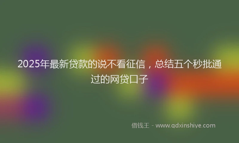 2025年最新贷款的说不看征信，总结五个秒批通过的网贷口子