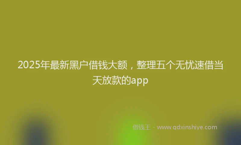 2025年最新黑户借钱大额，整理五个无忧速借当天放款的app