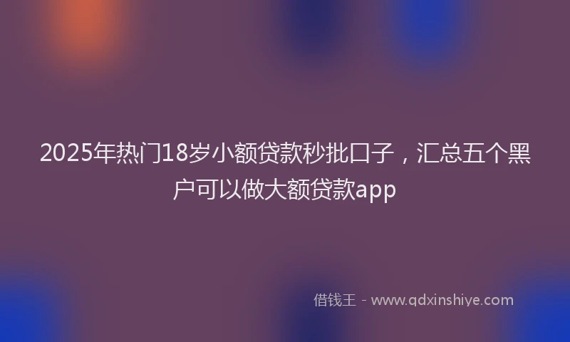 2025年热门18岁小额贷款秒批口子，汇总五个黑户可以做大额贷款app