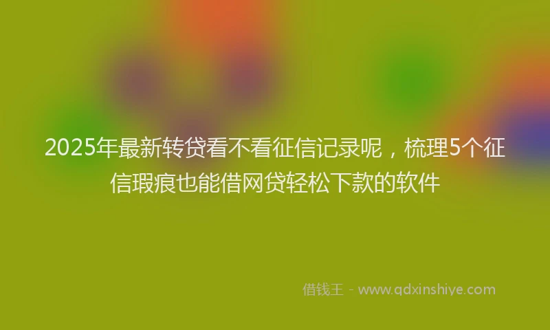 2025年最新转贷看不看征信记录呢，梳理5个征信瑕疵也能借网贷轻松下款的软件
