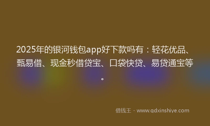 2025年的银河钱包app好下款吗有：轻花优品、甄易借、现金秒借贷宝、口袋快贷、易贷通宝等。