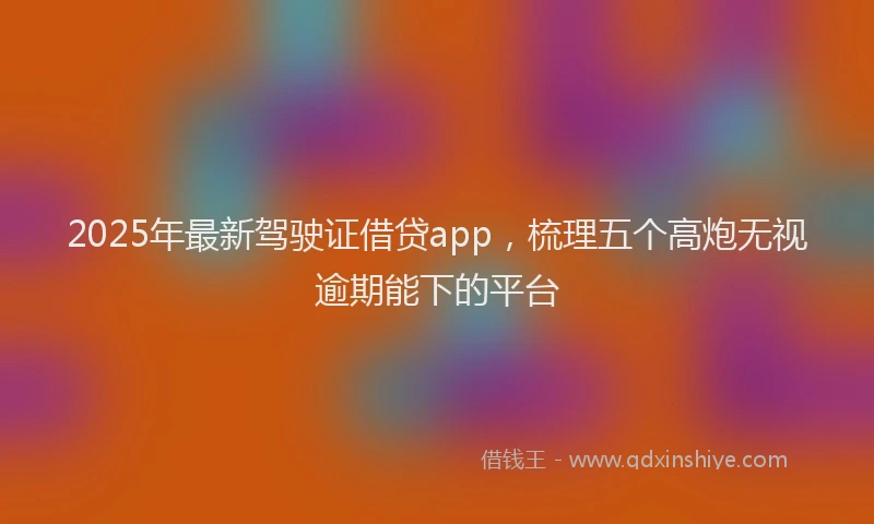2025年最新驾驶证借贷app，梳理五个高炮无视逾期能下的平台