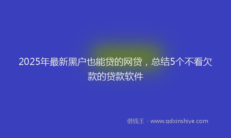 2025年最新黑户也能贷的网贷，总结5个不看欠款的贷款软件