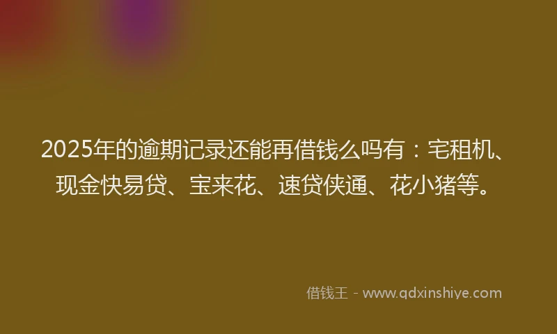 2025年的逾期记录还能再借钱么吗有：宅租机、现金快易贷、宝来花、速贷侠通、花小猪等。