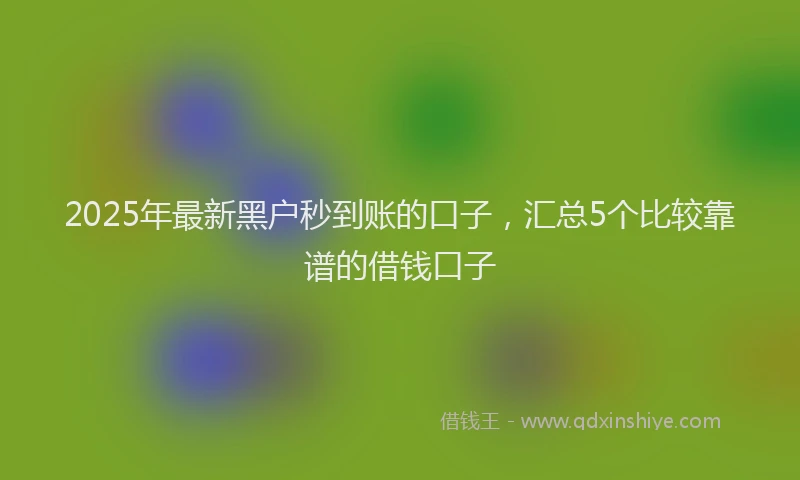 2025年最新黑户秒到账的口子，汇总5个比较靠谱的借钱口子