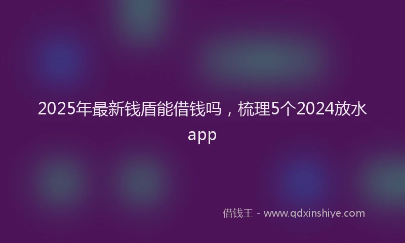 2025年最新钱盾能借钱吗，梳理5个2024放水app