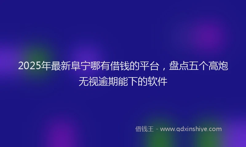2025年最新阜宁哪有借钱的平台，盘点五个高炮无视逾期能下的软件