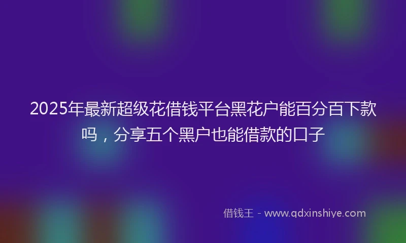 2025年最新超级花借钱平台黑花户能百分百下款吗，分享五个黑户也能借款的口子