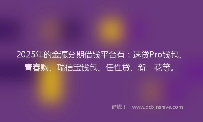 2025年的金瀛分期借钱平台有：速贷Pro钱包、青春购、瑞信宝钱包、任性贷、新一花等。
