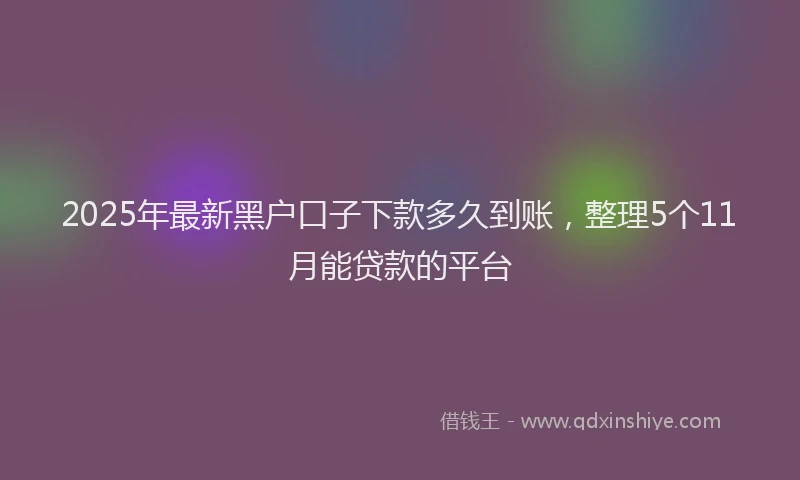2025年最新黑户口子下款多久到账，整理5个11月能贷款的平台
