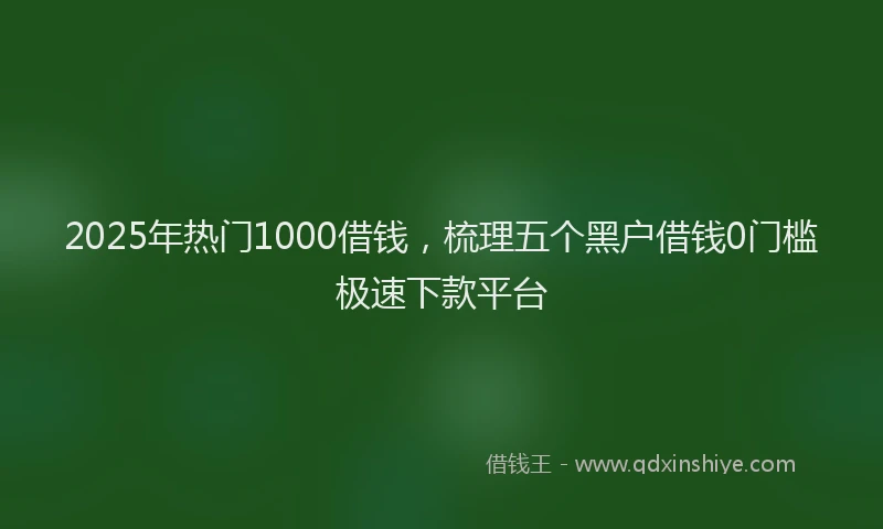 2025年热门1000借钱，梳理五个黑户借钱0门槛极速下款平台