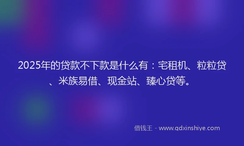 2025年的贷款不下款是什么有：宅租机、粒粒贷、米族易借、现金站、臻心贷等。