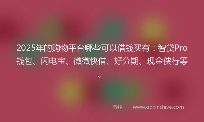 2025年的购物平台哪些可以借钱买有：智贷Pro钱包、闪电宝、微微快借、好分期、现金侠行等。