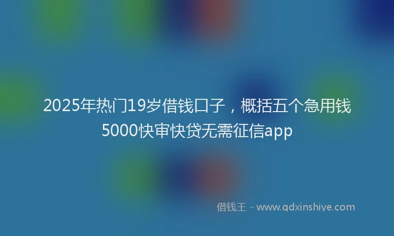 2025年热门19岁借钱口子，概括五个急用钱5000快审快贷无需征信app