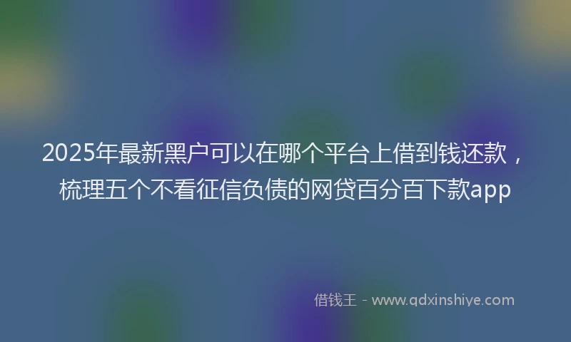 2025年最新黑户可以在哪个平台上借到钱还款，梳理五个不看征信负债的网贷百分百下款app