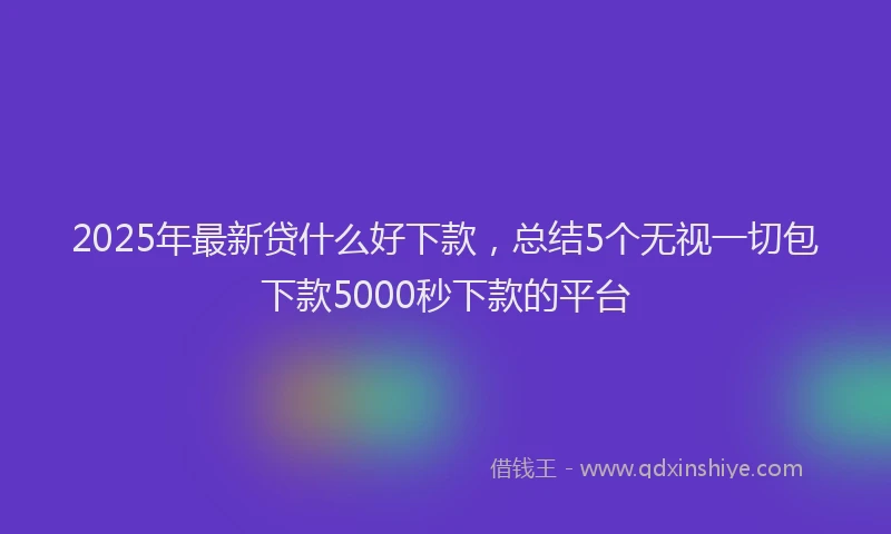 2025年最新贷什么好下款，总结5个无视一切包下款5000秒下款的平台
