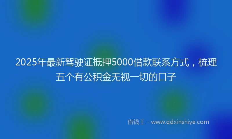 2025年最新驾驶证抵押5000借款联系方式，梳理五个有公积金无视一切的口子