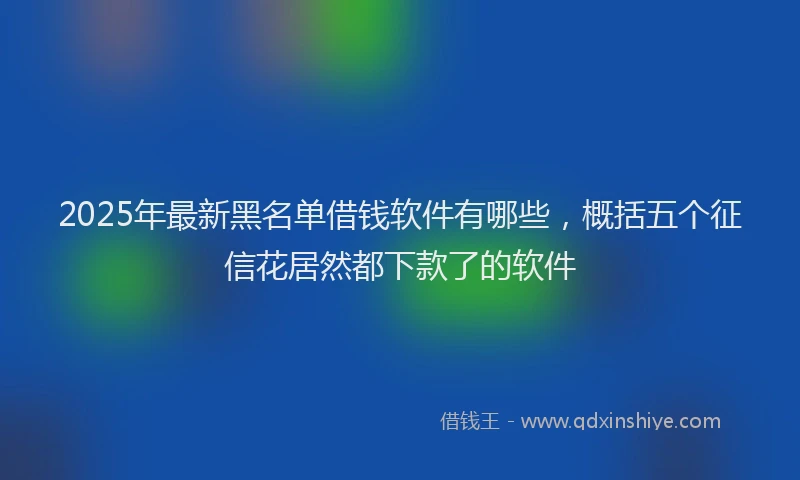 2025年最新黑名单借钱软件有哪些，概括五个征信花居然都下款了的软件