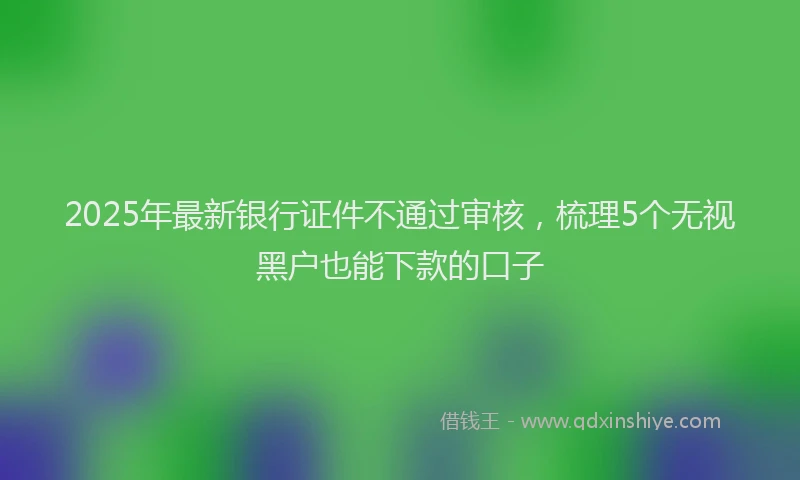 2025年最新银行证件不通过审核，梳理5个无视黑户也能下款的口子