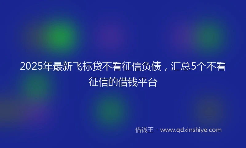 2025年最新飞标贷不看征信负债，汇总5个不看征信的借钱平台