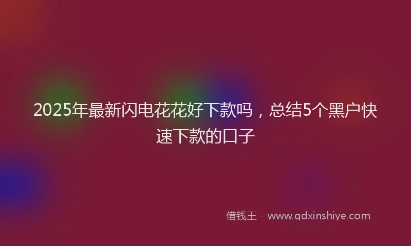 2025年最新闪电花花好下款吗，总结5个黑户快速下款的口子
