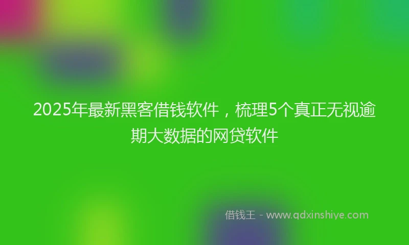 2025年最新黑客借钱软件，梳理5个真正无视逾期大数据的网贷软件