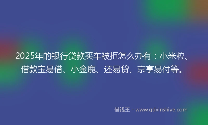 2025年的银行贷款买车被拒怎么办有：小米粒、借款宝易借、小金鹿、还易贷、京享易付等。