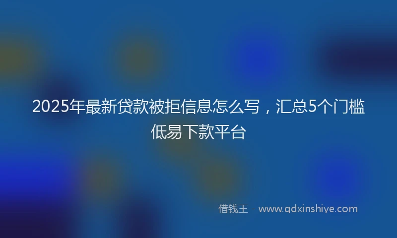 2025年最新贷款被拒信息怎么写，汇总5个门槛低易下款平台