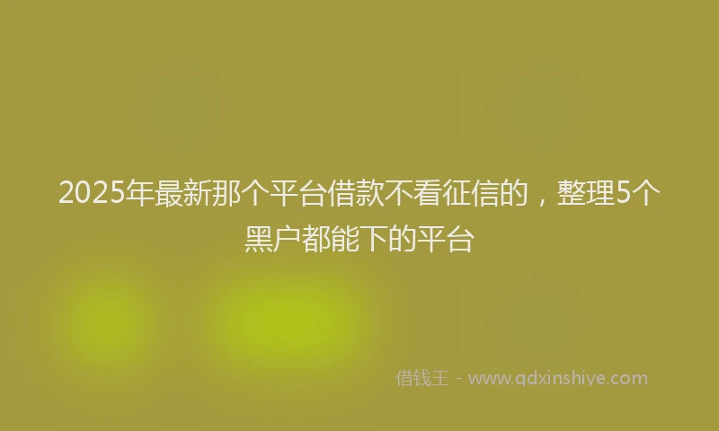 2025年最新那个平台借款不看征信的，整理5个黑户都能下的平台