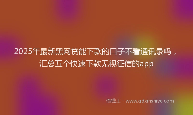 2025年最新黑网贷能下款的口子不看通讯录吗，汇总五个快速下款无视征信的app