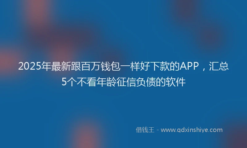 2025年最新跟百万钱包一样好下款的APP，汇总5个不看年龄征信负债的软件