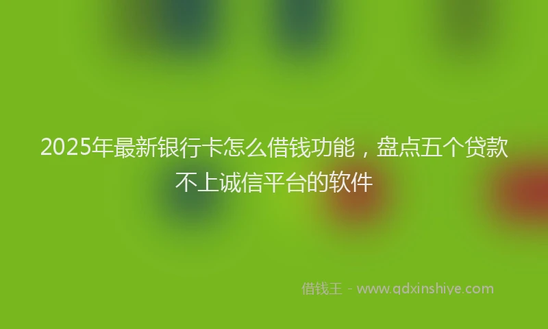 2025年最新银行卡怎么借钱功能，盘点五个贷款不上诚信平台的软件