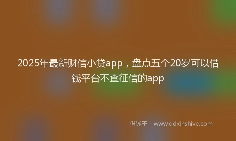 2025年最新财信小贷app，盘点五个20岁可以借钱平台不查征信的app