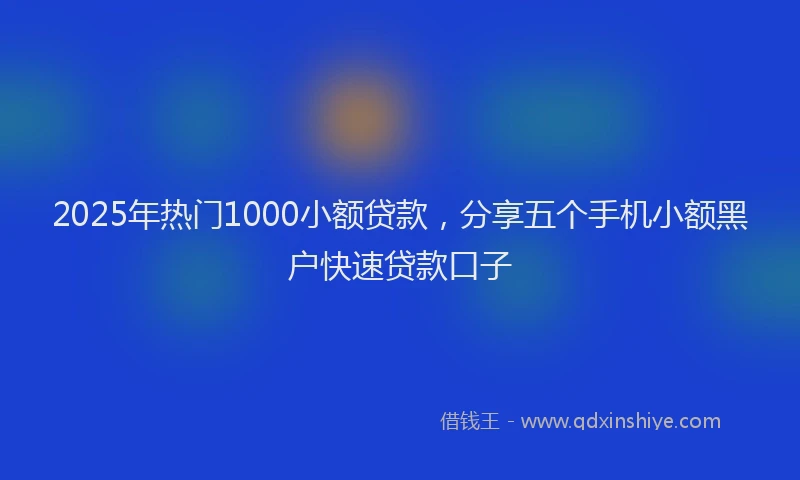2025年热门1000小额贷款，分享五个手机小额黑户快速贷款口子