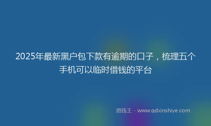 2025年最新黑户包下款有逾期的口子，梳理五个手机可以临时借钱的平台