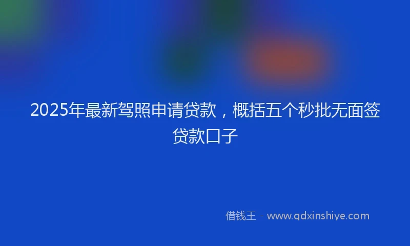 2025年最新驾照申请贷款，概括五个秒批无面签贷款口子
