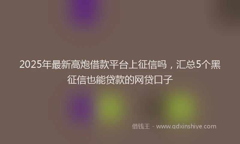 2025年最新高炮借款平台上征信吗，汇总5个黑征信也能贷款的网贷口子