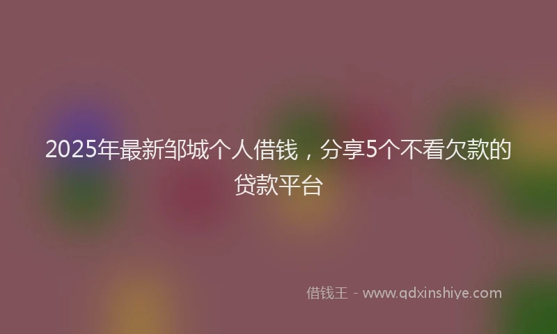 2025年最新邹城个人借钱，分享5个不看欠款的贷款平台