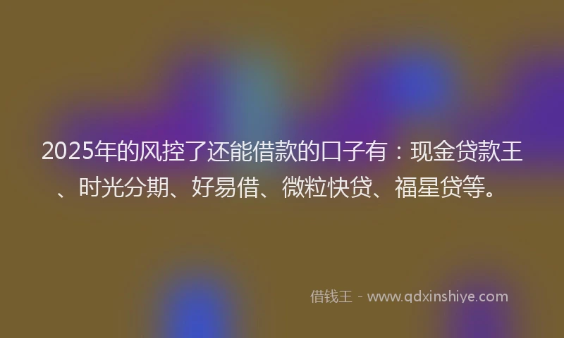 2025年的风控了还能借款的口子有：现金贷款王、时光分期、好易借、微粒快贷、福星贷等。